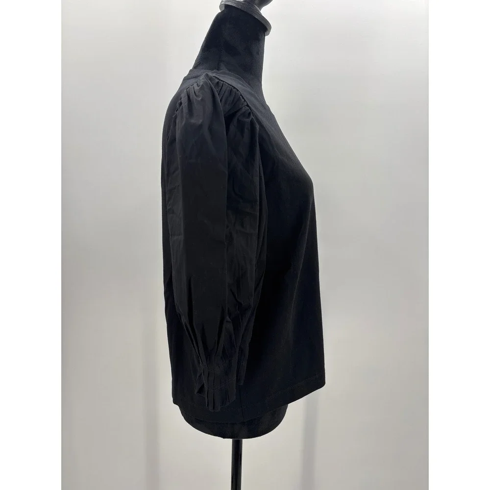 Madewell Black‎ Puff Sleeve Knit Cotton T Shirt Top size M NV971